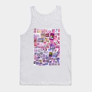 Pink purple postage stamps from all over the world Tank Top